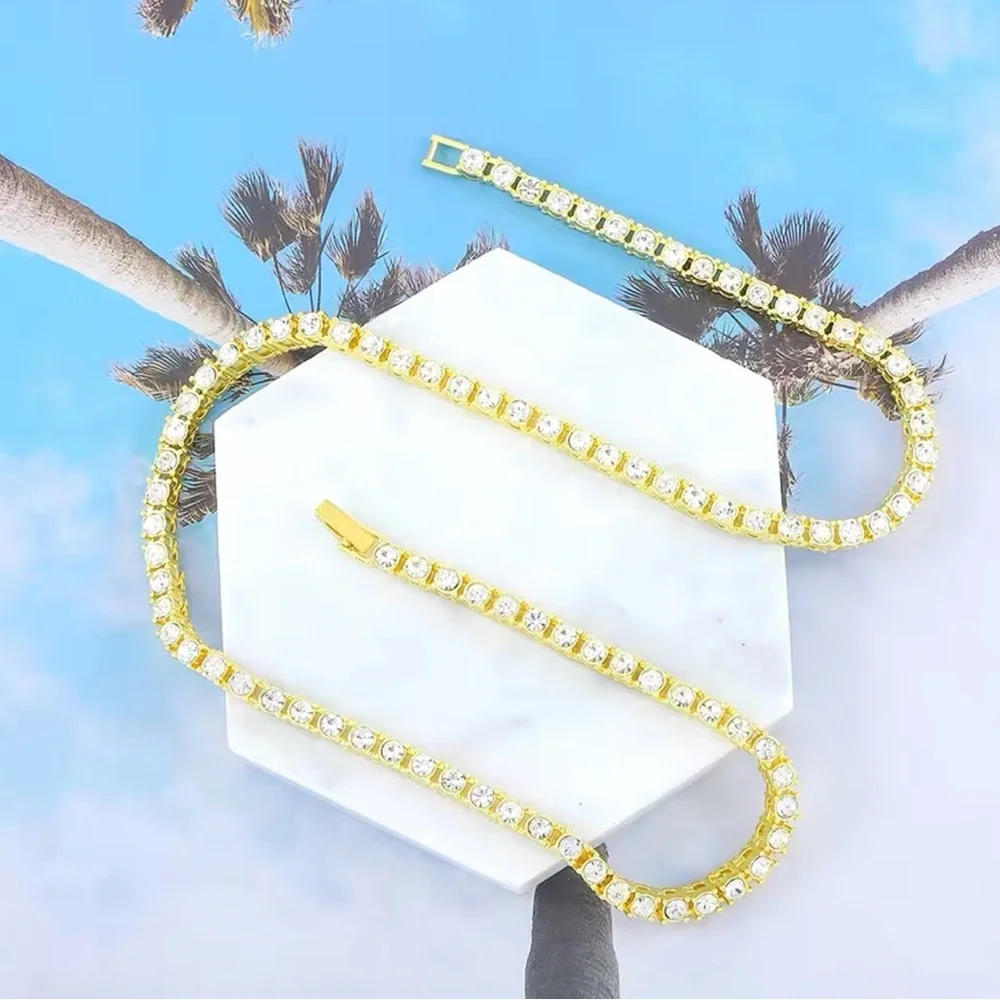 4mm Wide Tennis Link Chain Iced Out 20”